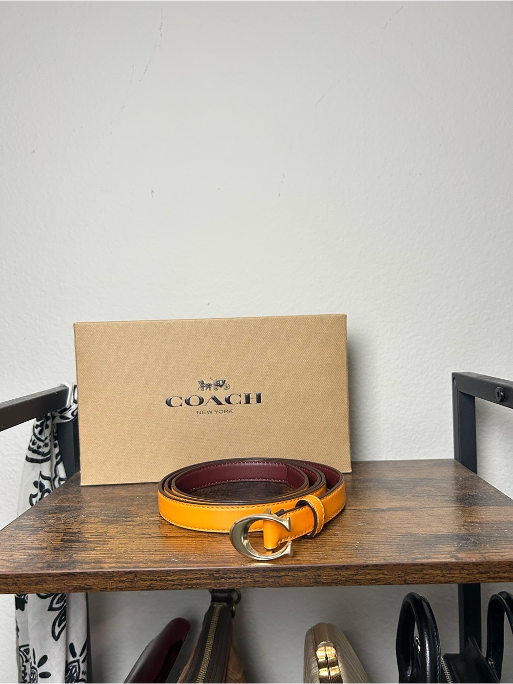COACH Orange Leather Belt Size XL in women